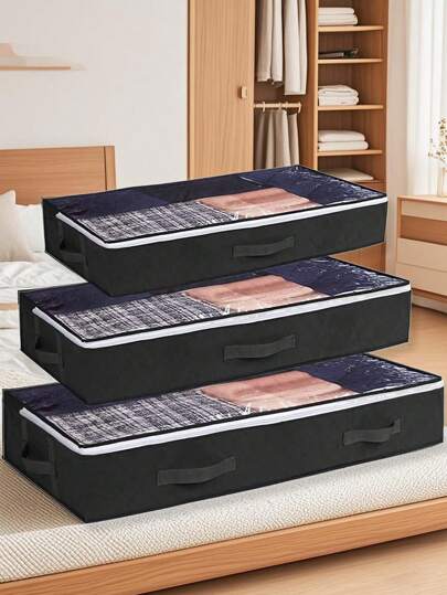 1pc/3pcs Under Bed Storage, Collapsible Closet Containers Organizers And Under Bed Storage Bins, Underbed Storage Bags For Wrapping Paper,Blanket,Towels,Clothes,Comforter,Sweaters,Linen Sheets