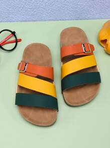 Girl Retro Outdoor Slippers, Summer New Style Children Beach Shoes With Colorblock Design, Composite Sole, Mid To Large Size Kids Fashion Sandals - Multicolor - View 1