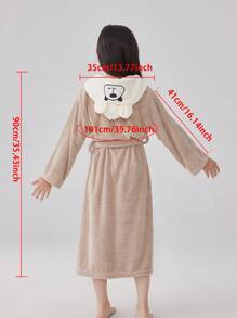 1 Stück Cartoon Bär Farbblock Korallenfleece Kinder Bademantel, weich & bequem, Kinder Bär Winter Nachtwäsche, dicker Kapuzen Lange Robe für Mädchen & Jungen