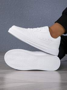 Baskets blanches décontractées style coréen pour étudiants, chaussures de sport polyvalentes amortissantes pour la course et le skateboard - Blanc - Voir 4