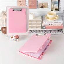 Caja de almacenamiento con abrazadera multifuncional, bloc de escritura, almacenamiento de escritura de gran capacidad, carpeta con abrazadera integrada para documentos - Azul - Ver 7