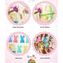 未完成的木制兔子 DIY 工艺套件、复活节兔子挂饰、节日装饰 - 彩色 - 查看 5