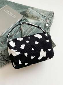 1 pieza Bolsa de almacenamiento grande con capacidad, de tela de terciopelo, con estampado floral simple y lindo, para niñas, bolso de estudiante, bolsa de cosméticos, estuche de maquillaje