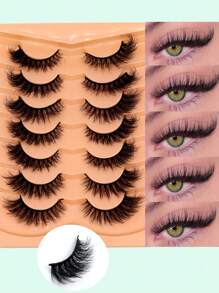 7 Pairs Black Russian Curly Soft Fluffy Faux Mink False Eyelashes