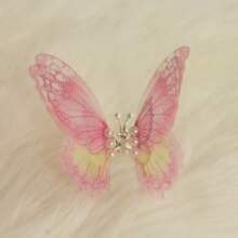 1pc Motion Sensor Metal Butterfly Hair Clip For Girls, 3D Embroidery Princess Style Hair Accessory