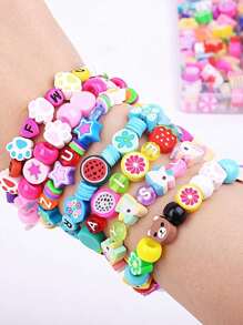 Polymer Clay Beads Bracelet Making Kit With Rope Loose Spacer Beads DIY Arts Friendship Crafts Gifts For Jewelry Making Kit Bracelets Necklace Earring Random Style