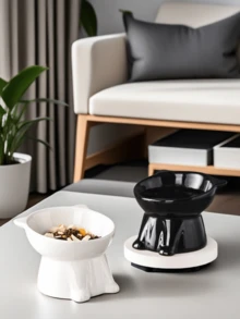 1 件猫/狗爱好者礼物和狗/猫妈妈爱宠物碗，猫爱好者和猫妈妈爱碗，可爱塑料碗，狗爱好者和狗妈妈爱水碗，猫/狗爱好者礼物和狗/猫妈妈爱宠物护颈高脚斜碗，防止翻倒 - 彩色 - 查看 4