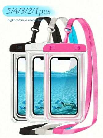 4/2/1pc Extra Large Waterproof Phone Pouch, Touch Screen Compatible Universal Dry Bag For Smartphones 3.5-6.5 Inch - Underwater Swimming, Beach, Camping, Skiing, Bathroom, Kitchen, Outdoor, Travel, Sports - Multifunctional Cosmetic Organizer, Holiday Gifts For Christmas, Halloween, Birthday, New Year