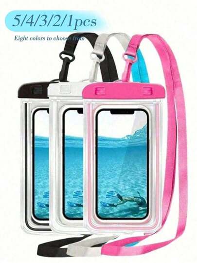 4/2/1pc Extra Large Waterproof Phone Pouch, Touch Screen Compatible Universal Dry Bag For Smartphones 3.5-6.5 Inch - Underwater Swimming, Beach, Camping, Skiing, Bathroom, Kitchen, Outdoor, Travel, Sports - Multifunctional Cosmetic Organizer, Holiday Gifts For Christmas, Halloween, Birthday, New Year