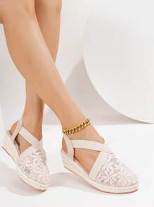 Women's Comfortable Anti-Slip Apricot Color Rope Platform Wedge Sandals For Spring Summer Vacation - Apricot - View 6