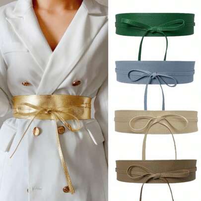 1pc Solid Color Casual Cute PU (Polyurethane) Belt, Suitable For All Seasons Summer, School Fall, Autumn, Halloween