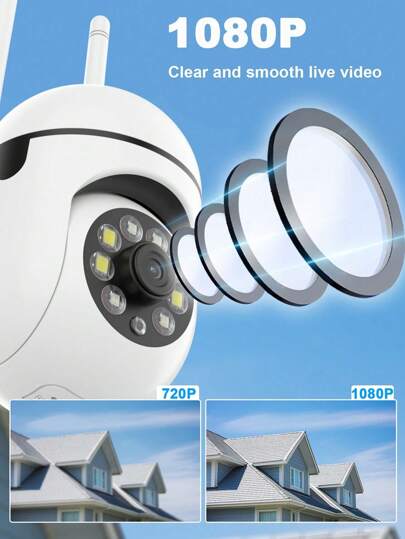 1/2/4 Packs 1080p HD Home Monitoring Camera All Weather Full Evening Vision, 360° Viewing Zoom, Two Way Talk, Pet Detection Motion Alerts Wireless Inside Outside view 3