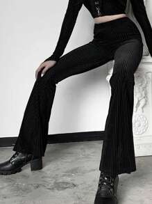 Women's High Waist Solid Color Flared Sports Yoga Pants Compression Tights Running Workout Bottoms