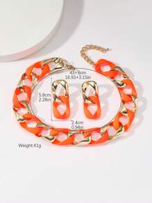 3pcs/Set Figure-8 Twist Resin Chain Necklace And Earrings Jewelry Set, High-End Luxurious Style Ornament For Women