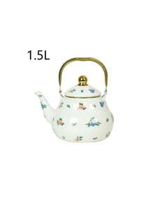1 件 Ditsy 花卉图案白色陶瓷茶壶，家用水壶，奶茶壶，茶壶，炉灶搪瓷水壶，送给亲戚朋友的礼物，适合户外、露营