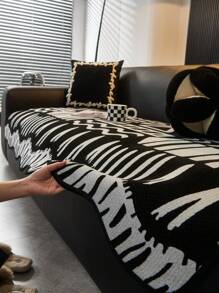 1pc Asymmetric Chenille Sofa Cushion, Non-Slip Sofa Cover, All Season