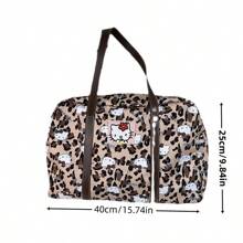 Sanrio 1 pieza Bolso de hombro vintage de Hello Kitty de Sanrio, nueva bolsa de almacenamiento de gran capacidad con estampado de leopardo, bolso de almohada lindo y a juego, bolsa de almacenamiento multifuncional con estampado floral de Hello Kitty, bolsa de almacenamiento plegable