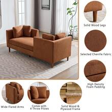 77.95" Indoor Chaise Lounge Sofa Chair Double-Sided,Chenille Lounger Couch,3 Seater Sofa For Living Room,Modern Upholstered Bed Bench,Oversized Ottoman Bench For Bedroom - Camel - View 4