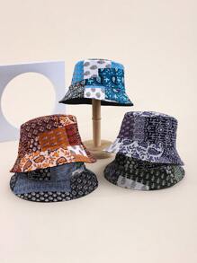 Reversible Vintage Floral Printed Bucket Hat, Polyester Fabric, Sun Protection, Spring/Summer/Autumn - A - View 6