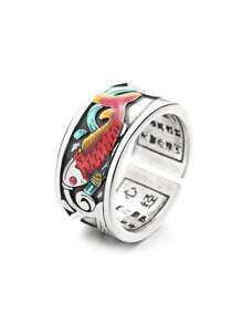 1 Stück Vintage Koi Fisch Email Offener Ring, ein schönes Geschenk
