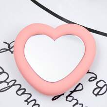 1 pieza Espejo de silicona con forma de corazón y soporte retráctil para teléfono con ventosa, conveniente para retoques de maquillaje, compatible con iPhone, Android, regalo para cumpleaños, familia y amigos, soporte y accesorios para teléfono