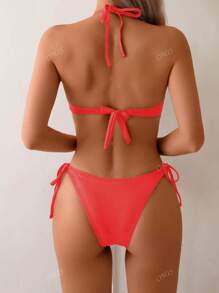 Maillot de bain une-pièce sexy, élégant et chic de mode française romantique pour vacances à la plage, pour femmes, couleur rouge