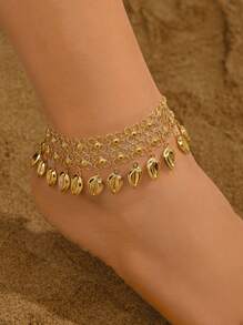 1 件复古风格铃铛瓜子流苏脚链，适合女士，新娘派对配饰