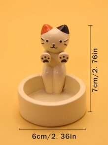1pc Cute Decorative Resin Tabletop Figurine Candle Holder Cat Shape