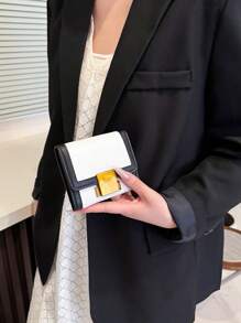 Trifold Pleated Colorblock Compact Wallet Wallet Purse Wallet Mini Wallet Small Wallet - White - View 4