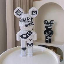 3250pcs Black & White Violent Bear Building Block Set - Creative Model Kit, Unzipped Toys Challenging Assembly, Decorating Crafts - Perfect Gifts For Halloween, Thanksgiving, Mother's Day, Christmas