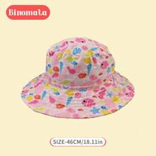 1 件婴儿/幼儿/儿童卡通印花渔夫帽，0-6 岁，可调节宽边沙滩太阳帽，防紫外线 UPF50+