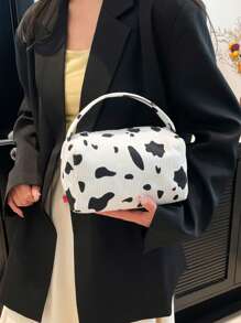 1 pieza Bolsa de almacenamiento grande con capacidad, de tela de terciopelo, con estampado floral simple y lindo, para niñas, bolso de estudiante, bolsa de cosméticos, estuche de maquillaje