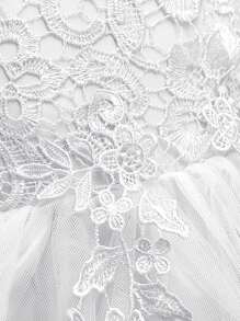 年轻女孩奢华短款派对礼服，花童婚礼生日礼服，适合所有季节 - 白色 - 查看 5