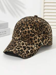 1pc Women's Leopard Print Stylish Sexy Baseball Cap, Leopard Print Casual Street, Party Cute, Made Of Polyester, No Decoration, Suitable For All Seasons