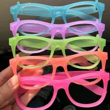 VINCAN 5 pièces Lunettes de fête fluorescentes et colorées - Lunettes lumineuses changeant de couleur, convient pour les bars, les KTV, les fêtes et les photomatons - Matériau plastique, sans alimentation requise - Sans plumes, accessoires amusants, décoration de fête fluo - Multicolore - Voir 3