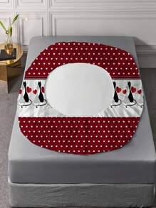 1pc Fashionable And Simple Cat & Heart Shaped Single Fitted Sheet - Multicolor - View 5