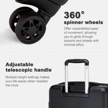 Lightweight Sturdy ABS+PC Spinner Luggage Set With TSA Lock, 360° Wheels, Spacious Storage, Minimalist Design, Cabin Size Carry-On Suitcase, Check-In Luggage For Men Or Women, Available In 20/24/28 Inch - 黑色 - 查看 6