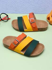 Girl Retro Outdoor Slippers, Summer New Style Children Beach Shoes With Colorblock Design, Composite Sole, Mid To Large Size Kids Fashion Sandals - Multicolor - View 3