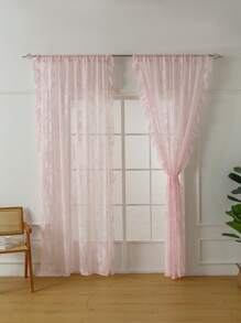 1 pieza de Cortina transparente con volante de encaje francés romántico para ventana de bahía, sala de estar, dormitorio, oficina, cocina, estudio, decoración del hogar