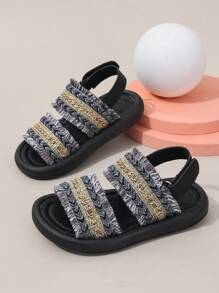 Fashionable Summer Children Anti-Skid & Wear-Resistant Soft Bottom Beach Sandals For Toddlers - Black - View 1