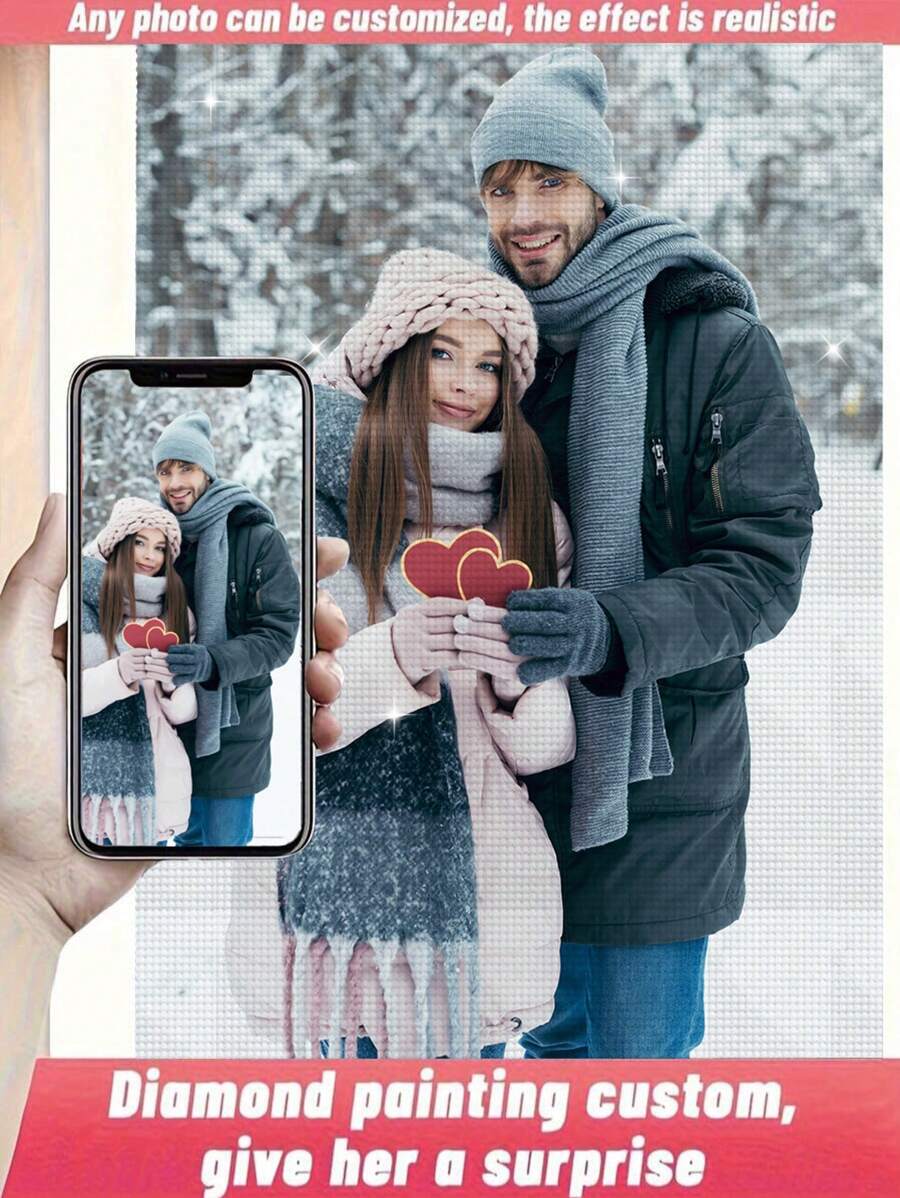 ZHUAIZHUAIHU 5D 全钻钻石画套件 - 定制真实照片、钻石艺术工艺品、马赛克墙面装饰礼物 - Round Diamond - 查看 1