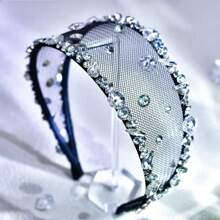 1pc Black Lace Headband, Versatile Daily Wear Hair Accessories, Netted Rhinestone Embellished Elegant Hairband For Women Headbands Hair Hoop