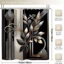 4pcs Luxurious Style Curtain Shower Curtain Decoration, Beautiful Housewarming Gift Modern Home Decor, Waterproof Shower Curtain And Toilet Floor Mat Three-Piece Set With 12 Shower Curtain Hooks Home Bathroom Decor Fall Decor Bathroom Accessories Back To School - Multicolor - View 6