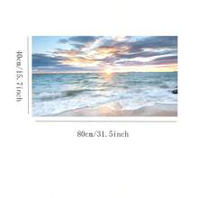 1 pièce Grande affiche sur canevas sans cadre - Art moderne, œuvre murale de plage, impression de coucher de soleil sur l'océan, décoration murale côtière et nautique pour le salon, la chambre, le bureau à domicile, la salle de bain, la cuisine - œuvre d'art contemporaine pour usage intérieur