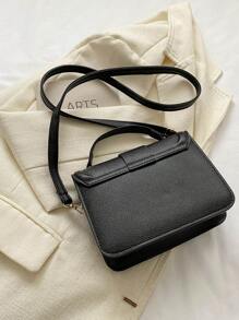 1pc Fashionable Solid Color Metal Decor Flap Mini Handbag, Suitable For Women Everyday Use And As Gift