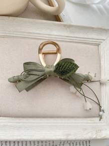 法式乡村风格森林系铃兰花流苏夹，1 个仙女发饰在脑后，适合日常佩戴，优雅发夹适合户外休闲、约会和派对作为礼物发夹爪夹发夹发夹发夹发夹发夹秋冬发饰女士蝴蝶结度假装女士