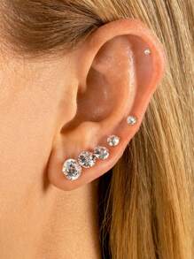 Newsoul 1pair Elegant Round Four Claws Zirconia Stud Earrings Ladies Jewelry For Women 925 Sterling Silver Exquisite Wedding Earrings Fine Jewelry Gifts For Girls Daily Life Dating Decor For Prom Party - Round Four-claw Earrings - View 6