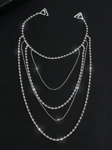 One Elegant Bride Wedding Rhinestone Shoulder Chain Dress Accessory - Silver - View 2