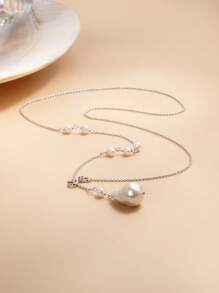 1pc 925 Sterling Silver Natural Pearl Necklace For Women