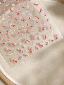 1 件闪光日本锦鲤美甲贴纸 - 海洋主题金鱼贴花，自粘式美甲装饰，适用于美甲饰品、DIY。